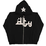 Star Printed Zip Up Hoodies